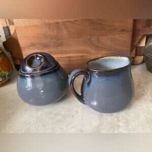 Sango Blue Ceramic Sugar and Creamer Set Nova Blue *Retired